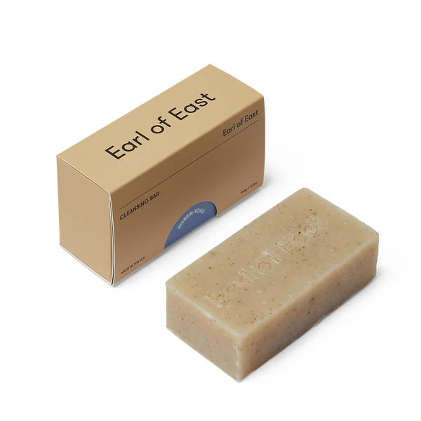 Earl of East Shinrin-Yoku Cleansing Soap Bar displayed with packaging, highlighting its 160g size and premium quality.