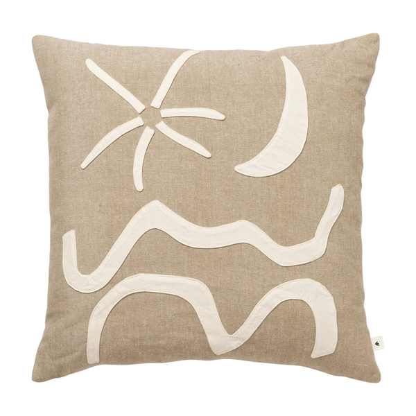 ferm LIVING | Kove Applique Cushion - Tan/Cashmere